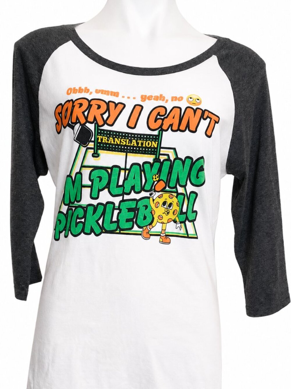 Medium Raglan I Cant I am Playing Pickleball Graphic Game Day shirt